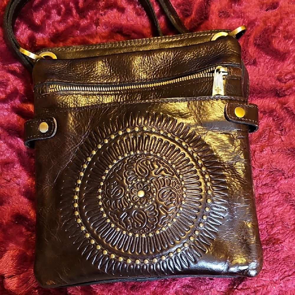 Patricia Nash Rich Brown Embossed Crossbody Bag